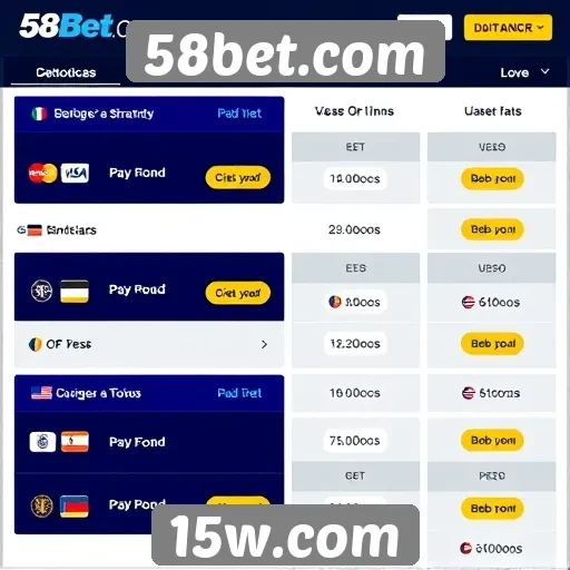 Opções de pagamento no site 58bet.com
